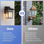 Outdoor Wall Lantern, Exterior Lighting Fixtures Wall Mount, 2 Pack Black Outdoor Sconce with Seeded Glass, Dusk to Dawn Exterior Porch/Patio Lights for House Front Door Garage