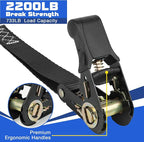 Ratchet Straps Heavy Duty Tie Down Strap Ratchet Tie Downs Ropes with Hooks 4 Pack-1" x 15 FT-2200 LB,Cargo/Truck Motorcycle Rope for Trucks Accessories-Black