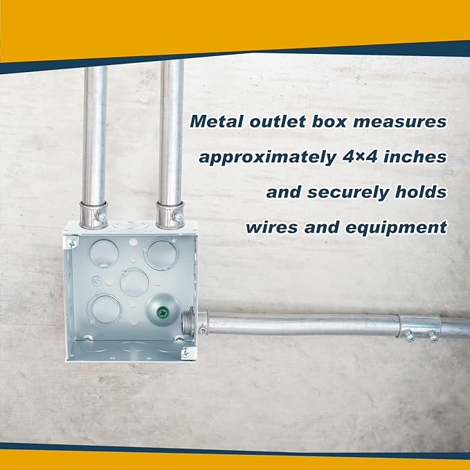 2 Pcs 4 x 4 Inch Metal Electrical Junction Box 2-1/8'' Deep Square Electrical Box Silver Galvanized Steel Drawn Construction