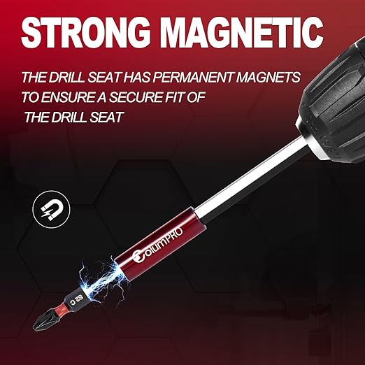 5PCS 6inch Strong Magnetic Drill Bit Extension Holder For Impact Driver,1/4" Hex Shank S2 Steel Magnetic Screwdriver Extension,Straight Without Bending Drill Bit Extender