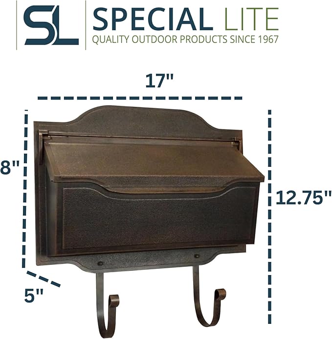 Special Lite Contemporary Horizontal Wall Mount Mailbox - Copper Aluminum Mailbox for Wall Mount - SHC-1002-CP