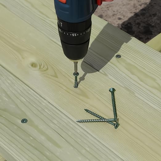 Wood Screws 2-1/2 Inch, FIXLINK Deck Screws #10 x 2-1/2", 105 PCS, Epoxy Coated, T25 Star Bit Above 1500 Hour Salt Spray Coating Outdoor Decking Screws Excellent Rust Resistant for Wood Fence, Green