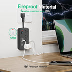 2 Pack Surge Protector Power Strip - 8 AC Outlets & 6 USB Ports (4A/2C), 1080J Extension Cord with Multiple Outlets, 2-Sided Outlet Extender, Short Cord (0.2FT), Wall Mount for Dorm Room