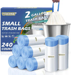 240 Count 2 Gallon Trash Bags Drawstring - Thick Small Garbage Bags Unscented,0.96 Mil White Mini Trash Can Liners,Strong Waste Basket Bags 7.5 Liter for Home Bathroom Office Car