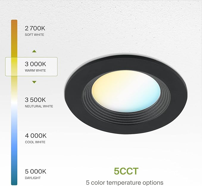 ASD Retrofit LED Recessed Lighting 4 Inch | 9W 700 Lm Wet Rated Dimmable Ceiling Downlights | 2700K-5000K Adjustable CRI90 Black Room Recessed Light Fixtures | LED Can Lights, UL 12 Pack