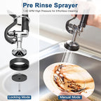 Height Adjustable Commercial Sink Faucet: BESTJEEF (25-32 inch) 8 inch Center Wall Mount Industrial Kitchen Faucet with Pre Rinse Sprayer - Ideal for Restaurants Cafes Bakery Canteens Cafeterias