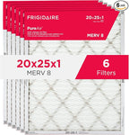 Frigidaire PureAir® 20x25x1 MERV 8 Allergen Electrostatic Pleated Air Conditioner HVAC AC Furnace Filters - 6 Pack (exact dimensions 19.81 X 24.81 X 0.81)