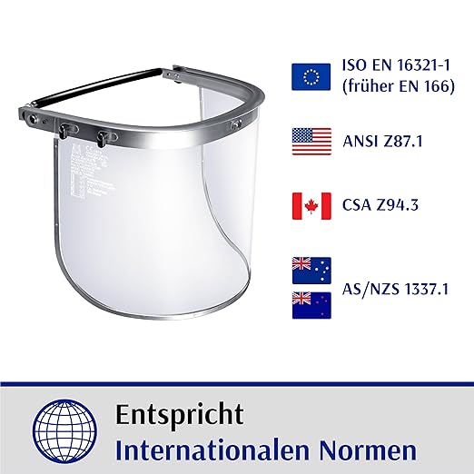 Blue Eagle Aluminum Face Shield Adapter for Cap-style Hard Hat | Visor Bracket | Silver Color | with 1 Free High Impact Replacement Visor