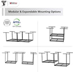 The Atlas 4 x 8 ft Adjustable Height Overhead Garage Storage Rack 900 lbs Heavy Duty Capacity Hammertone Finish
