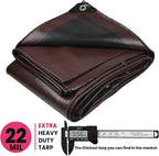 PROTARP Extreme Heavy Duty 22 Mil Tarp Cover, Waterproof, UV Resistant, Rip and Tear Proof, Poly Tarpaulin with Reinforced Edges for Roof, Camping, Patio, Pool, Boat. (Brown/Black 100′ X 100′)