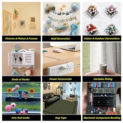 Ultra Thin Double Sided Tape Heavy Duty - 0.125mm Thick Clear Strong Adhesive Two Sided Stick Tape for Woodworking,Photos,Posters,Rugs,DIY Projects,Crafts,2 in x 66 ft Roll, Removable,Residue Free