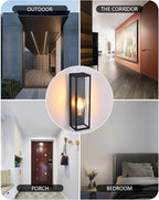 Outdoor Wall Sconces,Waterproof Porch Light Patio Light, Matte Black Wall Light with Clear Glass Shade for Garage, Patio, Doorway, Hallway