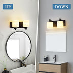 Milk Glass Vanity Lights for Bathroom, 2 Light Matte Black Bathroom Light Fixtures Over Mirror, Ceramic E26 Sockets Wall Mounted