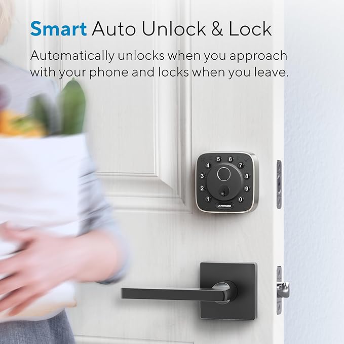 ULTRALOQ Bolt Fingerprint Smart Lock with Door Sensor, Built-in WiFi Smart Locks for Front Door, Biometric Smart WiFi Deadbolt, Auto Unlock, 10 Months Battery, IP65 Waterproof, BHMA Grade AAA
