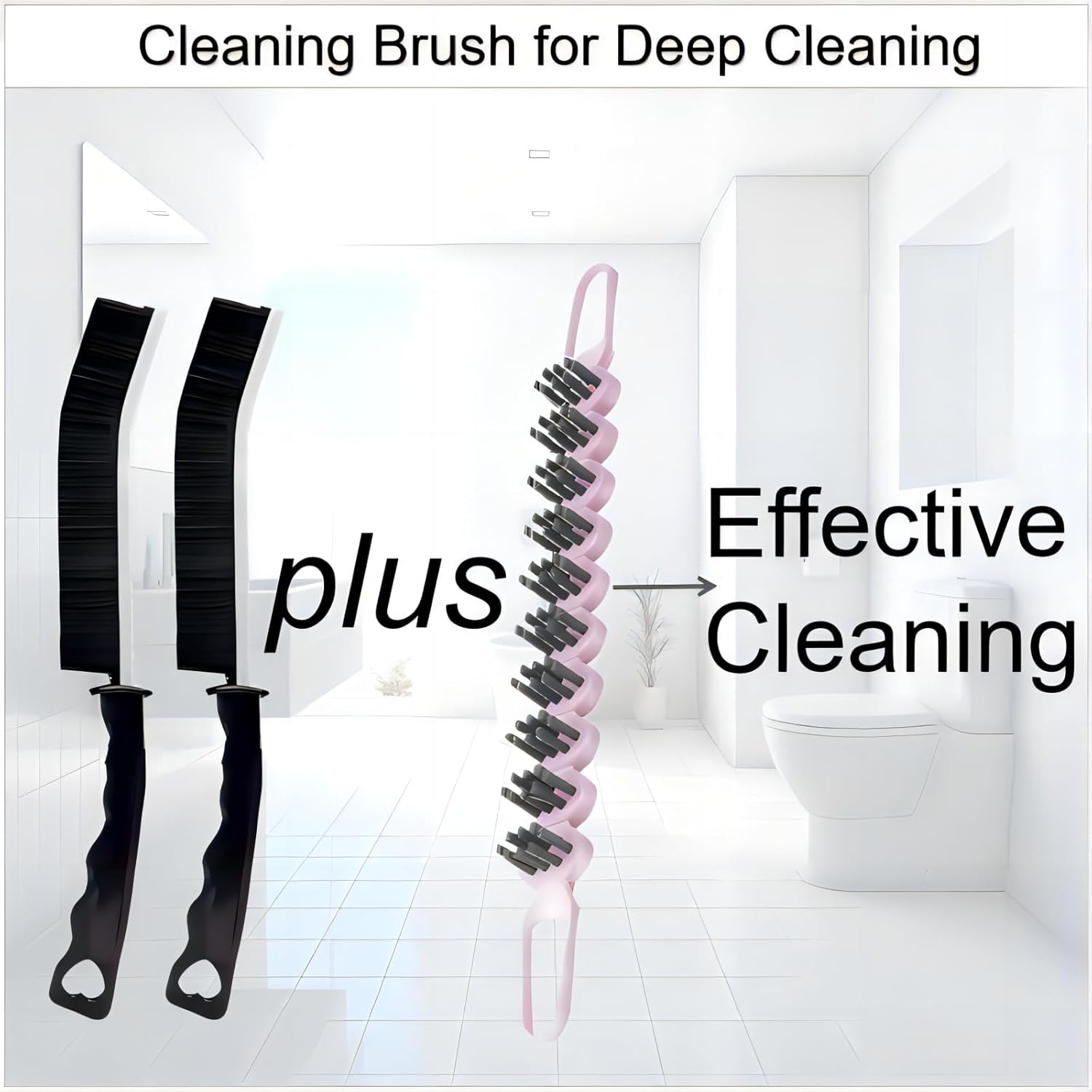 Crevice Cleaning Brush Hard Bristle Grout Brush Scrub Brush Toilet Brush Cleaning Tools Cleaning Supplies for Household Use Bathroom Kitchen 3 Pcs (Black&Pink)