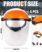 4 Pcs Safety Face Shield for Grinding and Cutting, Full Impact Resistant Face Shield Mask for Work Chemical Woodworking (Orange)