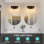 2-Light Bathroom Light Fixtures Modern ORB Vanity Lights for Bathroom Lighting Fixtures Over Mirror with Clear Glass Shade for Cabinet Mirror Bedroom Hallway