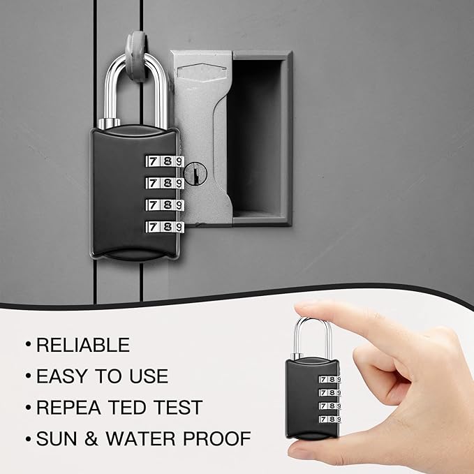 100 Pcs 4 Digit Combination Lock Bulk Small 4 Digit Combo Locks Waterproof Outdoor Combo Locker Black Keyless Number Padlock for Traveling Luggage Toolbox Gym Door Locker Suitcases Fence Cabinet