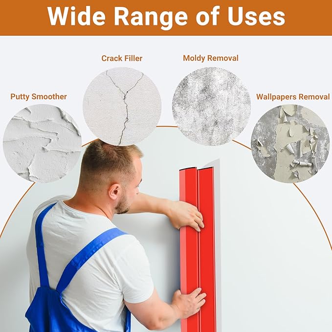 DEKEones Drywall Skimming Tools Set with 10”24”32” Skimming Blades, a Paint Roller, a Extension Pole and 3 Kinds of Putty Knife Tools for Smoothing Wall and Ceiling