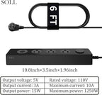 SOLL IPX9 Outdoor Power Strip Weatherproof, Surge Protector Power Strip with 3 Outlet and 3 USB Charging Ports(2 USB C), 6FT Extension Cord for Patio, Garden, Bathroom, Kitchen, Garage, Office