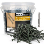 Deck Screws #10 x 3’’, T25 Star Torx Drive Flat Head Wood Screws, Green, 5lb