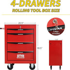 4-Drawer Steel Rolling Tool Cart with Wheels & Handle, Heavy-Duty Tool Chest Storage Cabinet for Garage and Workshop