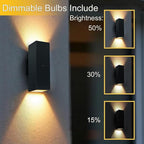 Motion Sensor Outdoor Wall Lights, Dusk to Dawn Porch & Patio Sconce with E26 Dimmable LED Bulbs, Black Aluminum Up & Down Exterior Light Fixtures for Garage, Front Door, ETL Listed