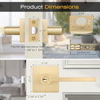 EHOMEWARE 8 Pack Gold Door Handles Door Knobs,Heavy Duty Modern Interior/Exterior Door Handle Sets, Satin Brass Door Lever Front Entry Door Handle wth Lock and Key