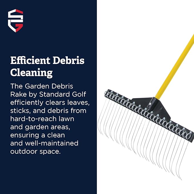 Standard Golf Garden Landscape Rake – 21” Head Garden Debris Rake | Elevate Your Outdoor Spaces with Precision and Efficiency | Ideal for Lawn and Garden Maintenance