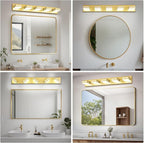 Modern LED Bathroom Lights Fixtures(5-Light),Metal Gold Acrylic Wall Lighting,Vanity Lights for Bathroom Over Mirror(6000k 34In)