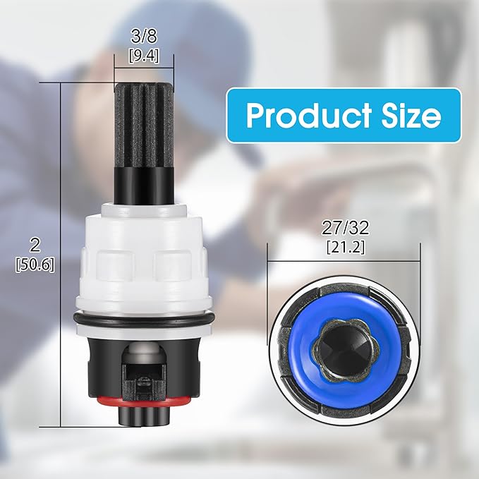 Dreyoo 2 Pack Hot Cold Faucet Cartridge Replacement Compatible with Pfister 9100310/Pfister 9100320, with Waterproof Silicone Grease, Hot Cold Water Handle Faucet Ceramic Cartridge Kit