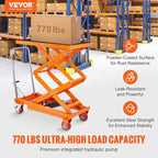 VEVOR Hydraulic Lift Table Cart, 1760lbs Capacity 59" Lifting Height, Manual Double Scissor Lift Table with 4 Wheels and Non-Slip Pad, Hydraulic Scissor Cart for Material Handling and Transportation
