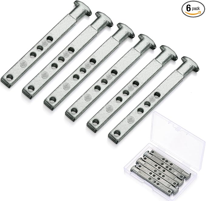 Zonon 6 Pack 4 Hole Die Cast T Shaped Pivot Bar Mental Window Pivot Bar Sturdy Window Replacement Parts for Home Replacement, 3 Inches