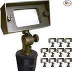 COLOER Brass Small Rectangular Flood Lights Outdoor 12-Pack Without Bulb, 12V Low Voltage Landscape Outside Lights for House Illuminating Signs, Walls and Plant Material