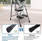 3 Step Ladder, GOLYTON Folding Step Stool with Anti-Slip Wide Pedal & Convenient Handgrip, 500lbs Capacity Steel Ladder for Household and Office, Grey