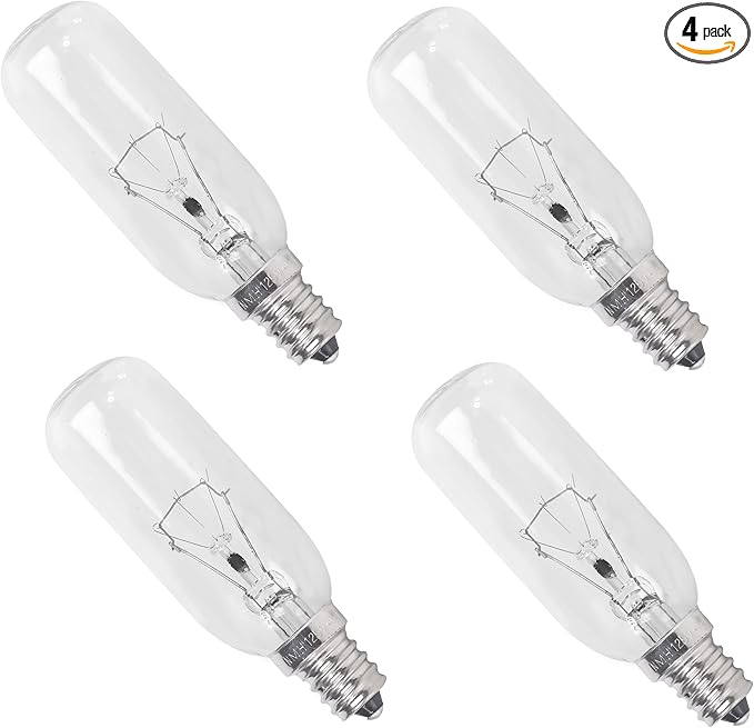 【4-Pack】 40W E12 Candelabra Bulbs, Dimmable 120V Warm White, Compatible for Broan/Whirlpool Range Hood Light Replacement for Models PM250/PM390/RM50000 - Replaces B02300264 WP8190806