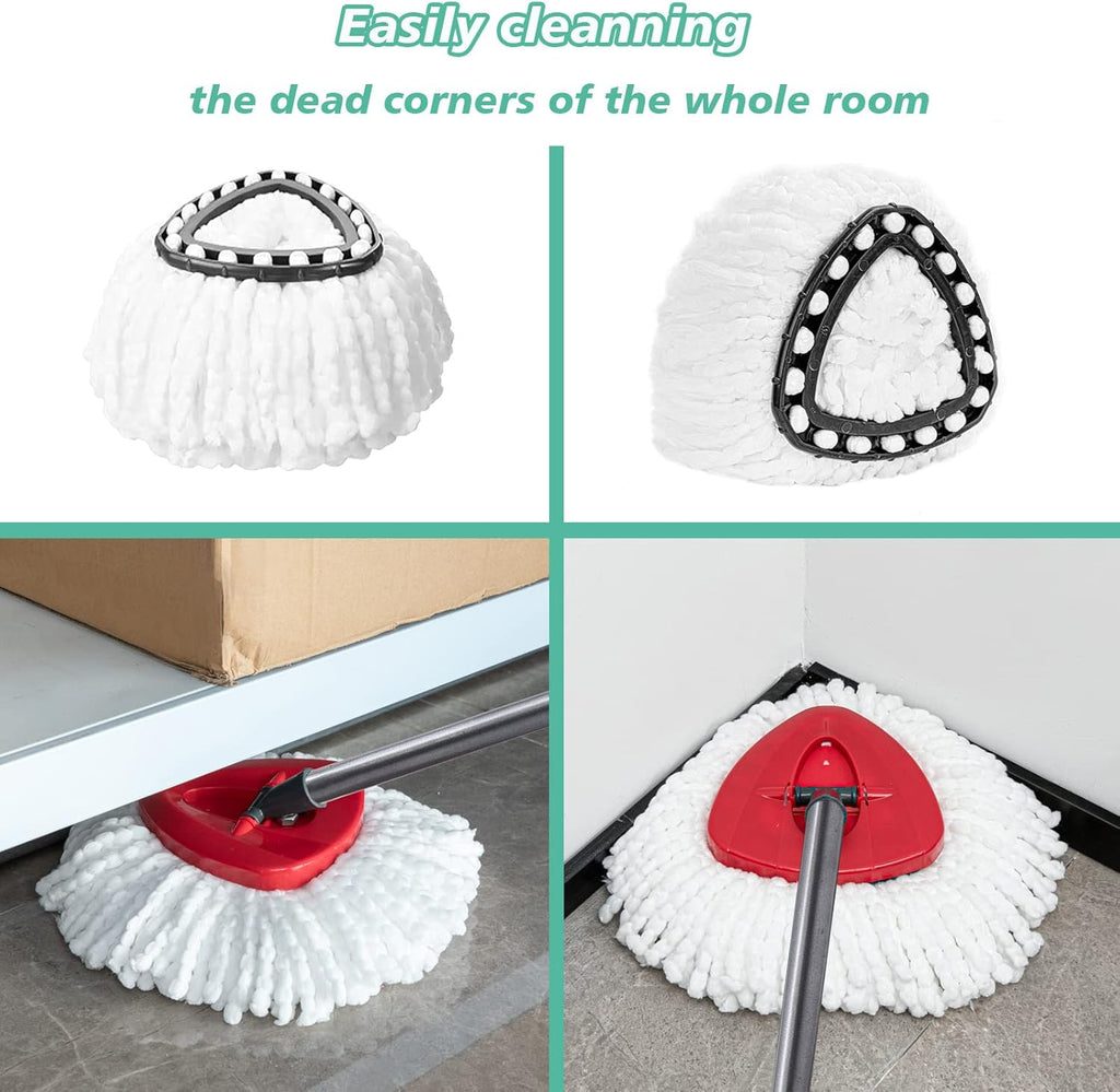 4 PCS Spin Mop Replacement Head,100% Microfiber Mop Heads Replacements Compatible with Triangle Spin Mop,360 Degree Round Spin Mop Replacement Head for Easy House Cleaning Floor Mopping