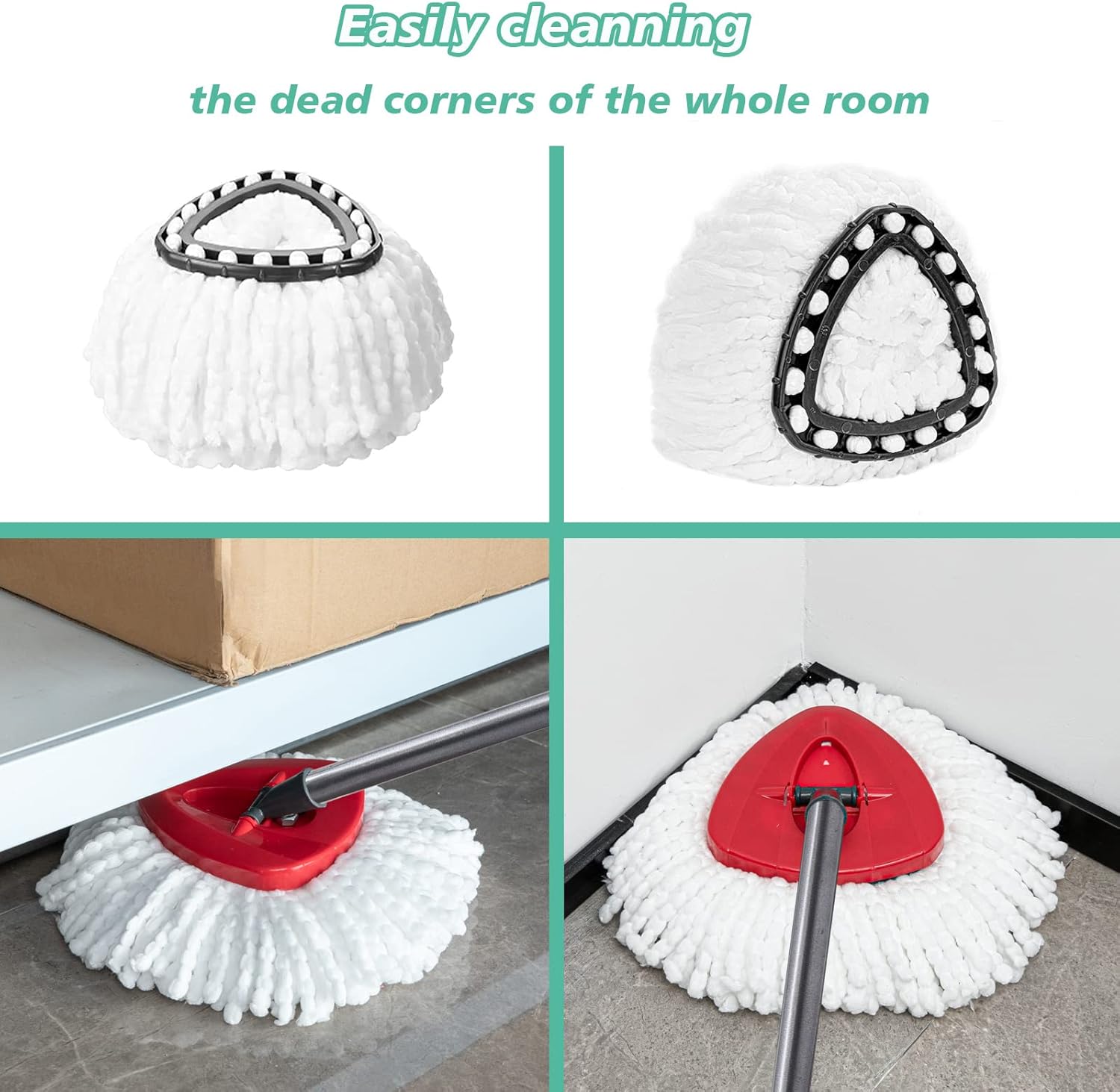 10 PCS Spin Mop Replacement Head,100% Microfiber Mop Heads Replacements with Triangle Spin Mop Head, 360 Degree Round Spin Mop Replacement Head for Easy House Cleaning Floor Mopping