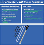 3000W 240V Immersion Water Heater Portable Electric Pool and Hot Tub Submersible Water Heater with Temp Control, WiFi Timer for Bathtub, Baptistry, Swimming pool, above ground pool and Spa