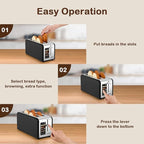 Mecity 4 Slice Toaster with Touchscreen Long Slot, Stainless Steel Smart Bread Toaster for Bagel Muffin Waffle Gluten Free Breads, Timer, Defrost, Reheat, 120V 1400W