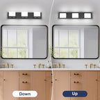 SineRise LED Modern Bathroom Vanity Light Fixtures (3-Light, 24-Inch,6000K), Matte Black Modern Acrylic Bathroom Wall Lighting Fixtures Over Mirror