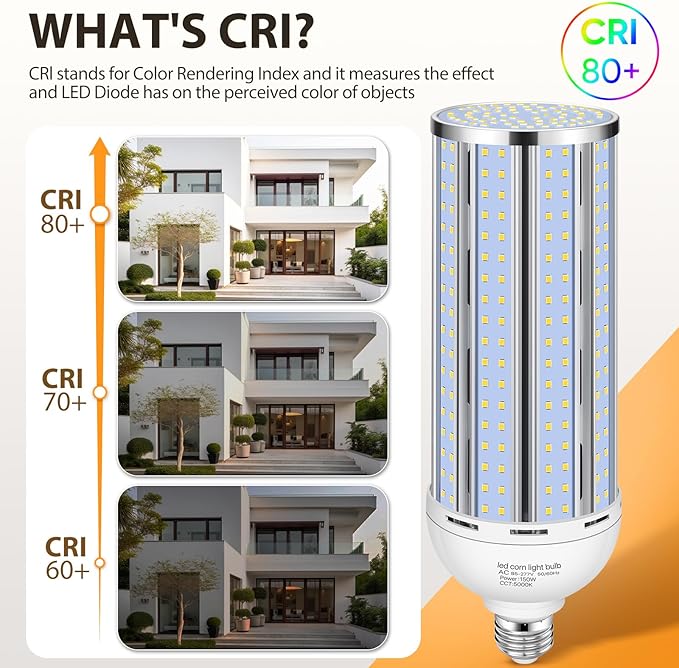 2 Pack 150W Corn LED Light Bulb Fanless,5000K Daylight(1500 Watt Equivalent) E26/E39 Large Mogul Base LED Cob Lamp 21,500LM for Outdoor Indoor Garage Warehouse Factory Workshop Street Backyard