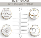 MORALVE Pants Hangers Space Saving - 2 Pack European Beechwood Scarf and Jean Hangers - Closet Organizer and Space Saver Pant Rack, Leggings Hanger, and Scarf Holder with 360° Swivel Hook