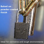 SEPOX® Ultra-Durable Anti-Rust Outdoor Keyed Different Padlocks - Black 38mm (1-1/2") Long Shackle, 24-Pack w/ 3 Big Keys Each, Ideal for Gate, Storage, Locker, Fence & Lock-Out