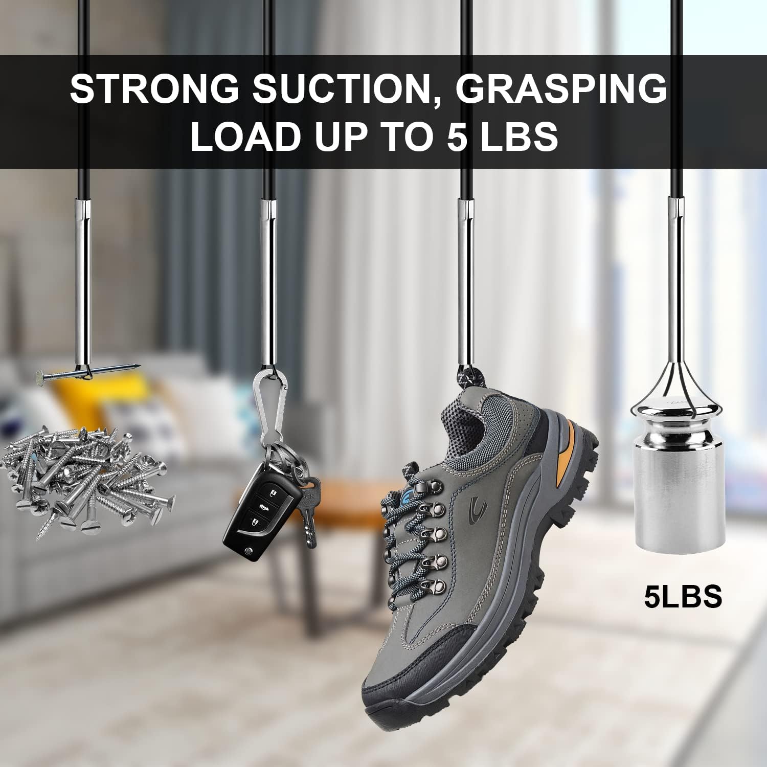 Small Caliber Flexible Grabber Tools 24'' Four-claw Pickup Tool Pick Up Items In Narrow Space Flexible Waste Picking Tool for Engine Bay/Home Sink/Earring (Not magnetic)