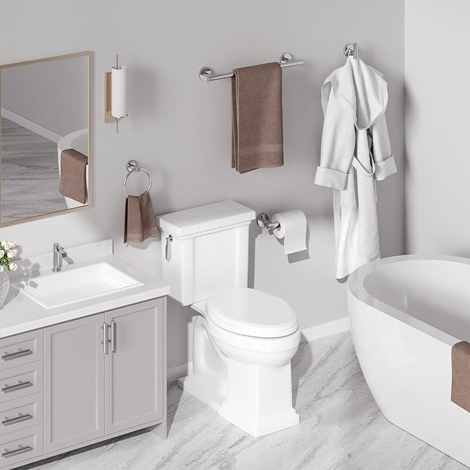 USHOWER Polished Chrome Bathroom Accessories Set, 18-Inch Towel Bar Set Wall Mounted, Durable SUS304 Stainless Steel Bathroom Hardware Set, 4-Piece