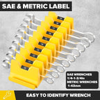 80PCS Modular Wrench Organizer Wrench Holder - Wrench Tool Organizers for Tool Drawer Storage, Wrench Storage Set with Metric & SAE Label, Wrench Rack Tool Gift for Professional Mechanics, Yellow