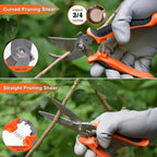 Garden Tools Set, Carsolt 10 Piece Stainless Steel Heavy Duty Gardening Tools Set for Planting Pruning Gardening Kit with Durable Gardening Bag Gloves Gift Box Ideal Garden Gifts for Women Men(Orange)