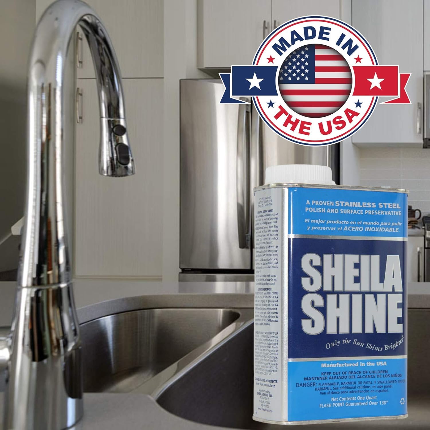 Sheila Shine 1 Gal. Can Low Voc Stainless Steel Cleaner and Polish, Protects Household Kitchen Surfaces, Removes Grease, Fingerprint & Watermarks, Stainless Steel Cleaner for Appliances, Fridge & Oven