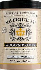 Retique It Wood'n Primer - Paint it then stain it - Stainable Wood Fiber Paint (Light Wood, Large)